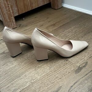 Marion Parke Cream Block Heel Pumps